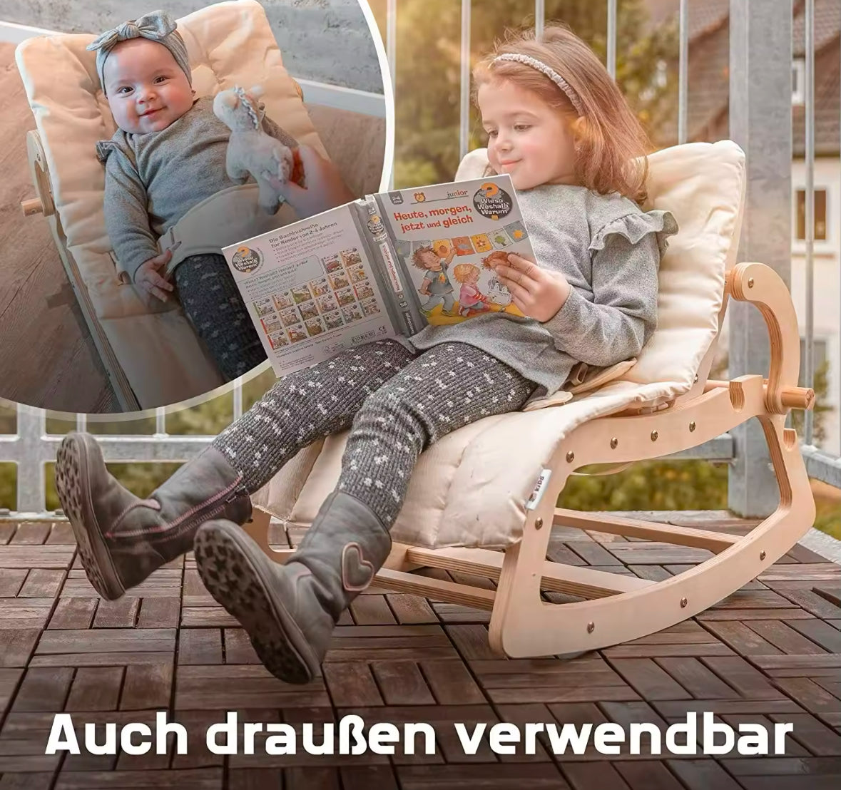 Montessori Holz Wippe für Baby und Kinder