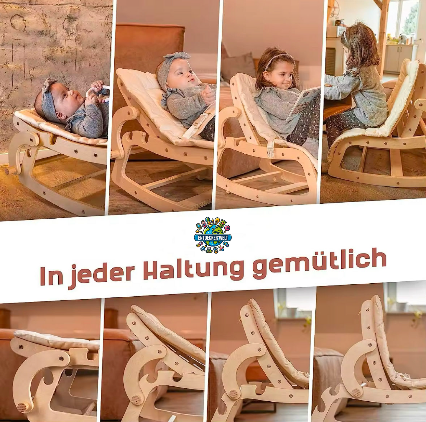 Montessori Holz Wippe für Baby und Kinder