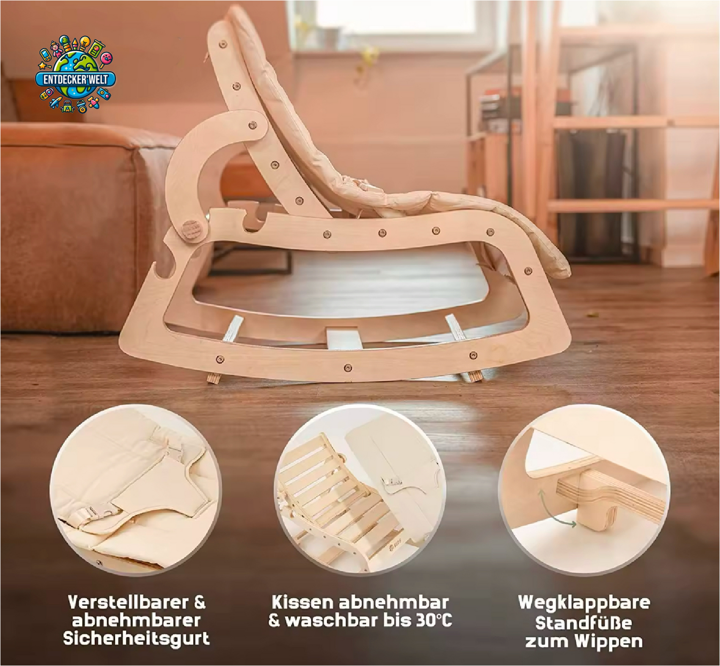 Montessori Holz Wippe für Baby und Kinder